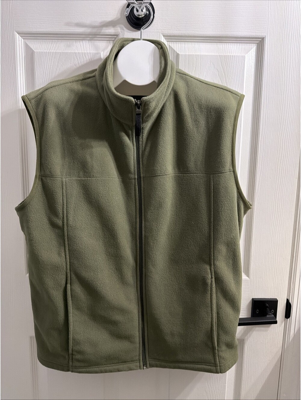 Reel Legends Mens XL Army Green Fleece Full Zip Performance Vest Gilet Fishing